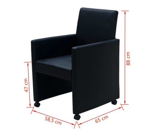 vidaXL virtuves krēsli, 2 gab., melna mākslīgā āda