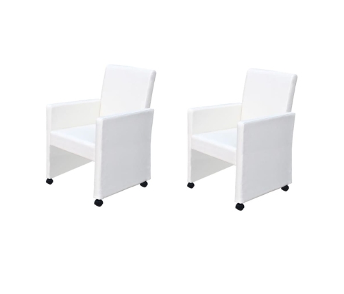 vidaXL virtuves krēsli, 2 gab., balta mākslīgā āda