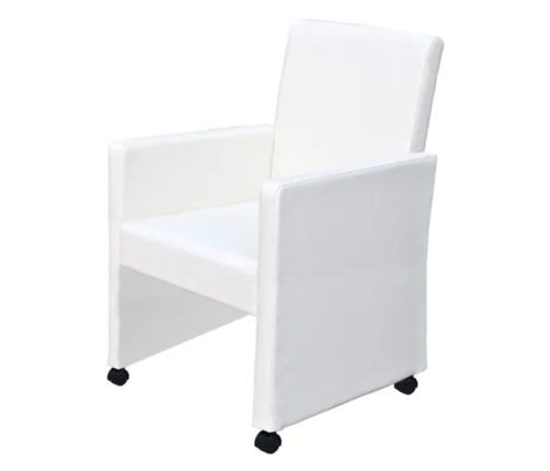 vidaXL virtuves krēsli, 2 gab., balta mākslīgā āda