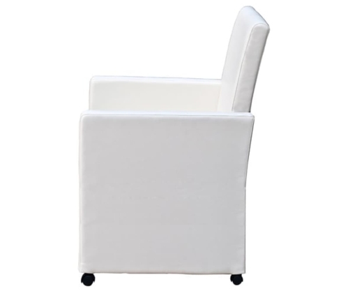 vidaXL virtuves krēsli, 2 gab., balta mākslīgā āda