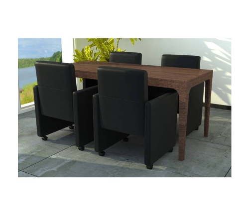 vidaXL virtuves krēsli, 4 gab., melna mākslīgā āda