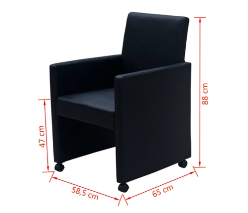 vidaXL virtuves krēsli, 4 gab., melna mākslīgā āda