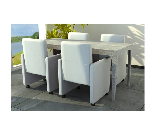 vidaXL virtuves krēsli, 4 gab., balta mākslīgā āda