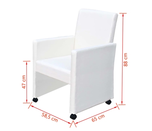 vidaXL virtuves krēsli, 4 gab., balta mākslīgā āda