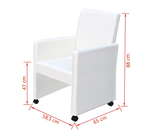 vidaXL virtuves krēsli, 6 gab., balta mākslīgā āda