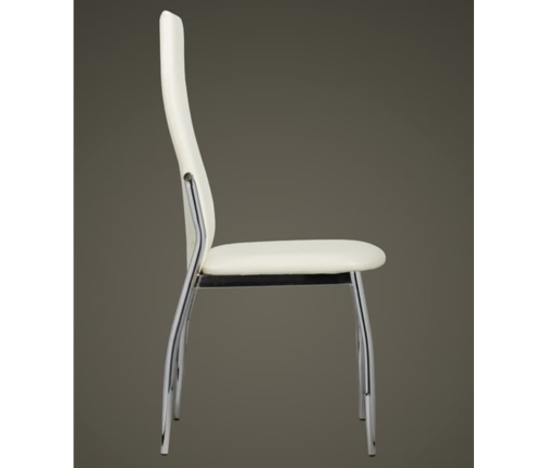 vidaXL virtuves krēsli, 6 gab., balta mākslīgā āda