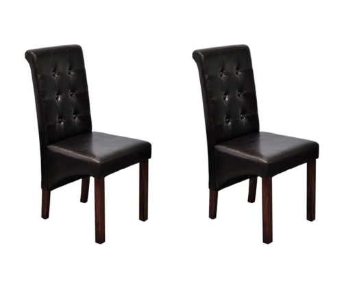 vidaXL virtuves krēsli, 2 gab., brūni, mākslīgā āda