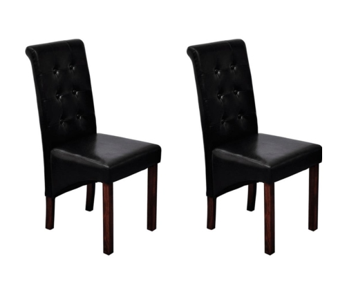 vidaXL virtuves krēsli, 2 gab., melna mākslīgā āda