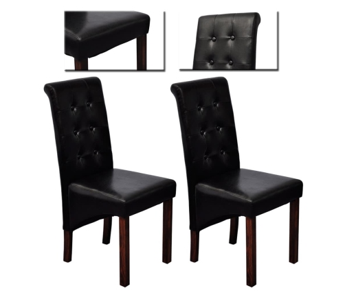 vidaXL virtuves krēsli, 2 gab., melna mākslīgā āda