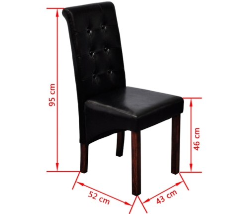 vidaXL virtuves krēsli, 2 gab., melna mākslīgā āda