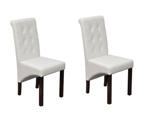 vidaXL virtuves krēsli, 2 gab., balta mākslīgā āda