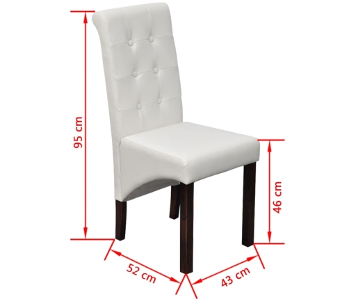 vidaXL virtuves krēsli, 2 gab., balta mākslīgā āda