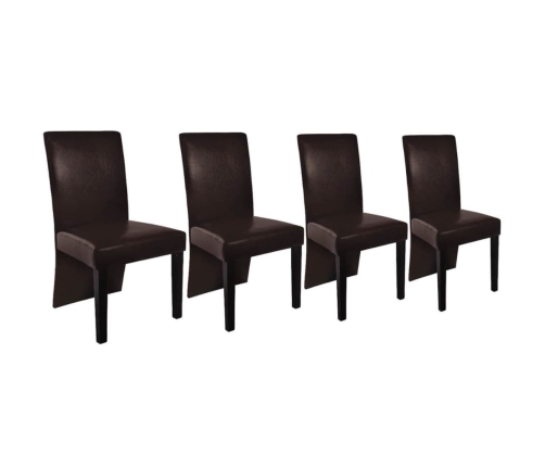 vidaXL virtuves krēsli, 4 gab., tumši brūna mākslīgā āda