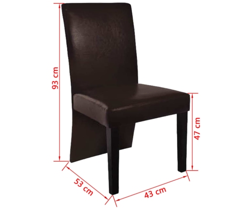 vidaXL virtuves krēsli, 4 gab., tumši brūna mākslīgā āda