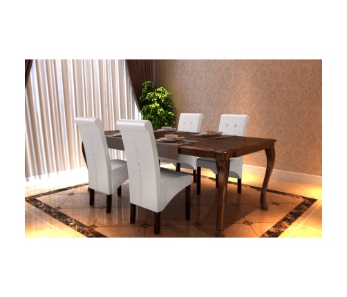 vidaXL virtuves krēsli, 4 gab., balta mākslīgā āda