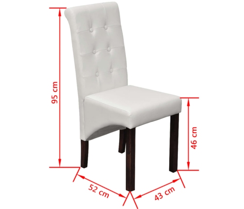 vidaXL virtuves krēsli, 6 gab., balta mākslīgā āda