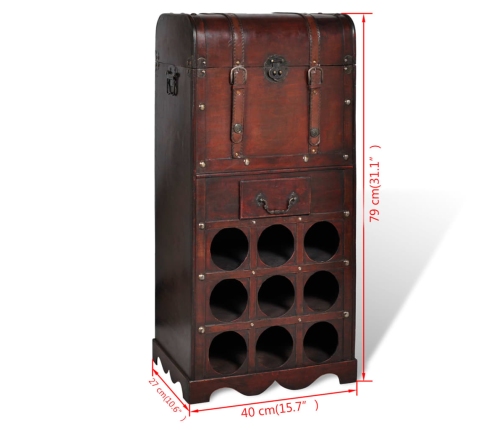 vidaXL vīna pudeļu plaukts 9 pudelēm, saplāksnis