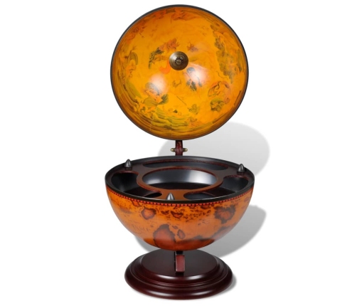 vidaXL vīna pudeļu turētājs, galda bārs, globusa forma, eikalipta koks