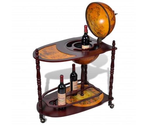 vidaXL vīna pudeļu turētājs, bārs, globusa forma, eikalipta koks