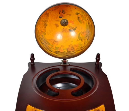 vidaXL vīna pudeļu turētājs, bārs, globusa forma, eikalipta koks