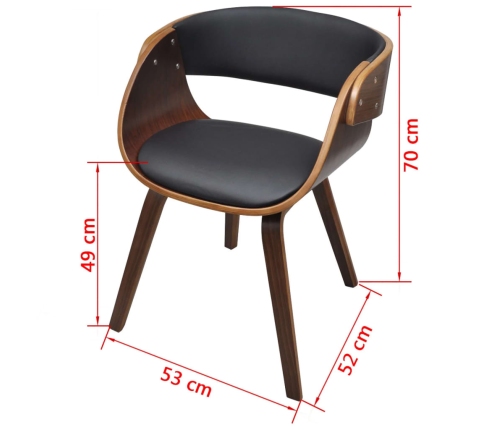 vidaXL virtuves krēsls, izliekts koks un mākslīgā āda