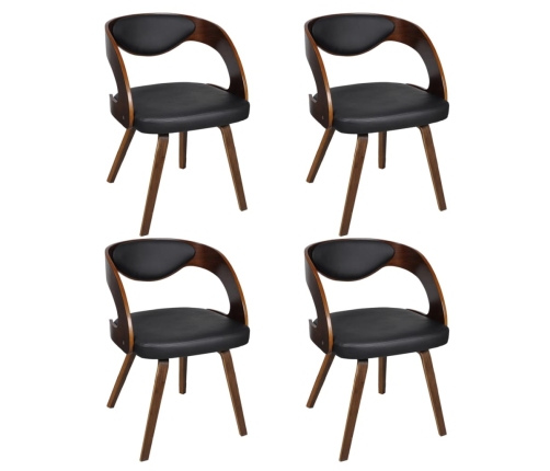 vidaXL virtuves krēsli, 4 gab., liekts koks un mākslīgā āda, brūns