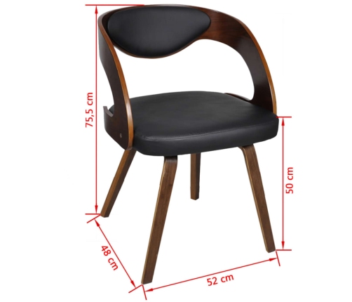 vidaXL virtuves krēsli, 4 gab., liekts koks un mākslīgā āda, brūns