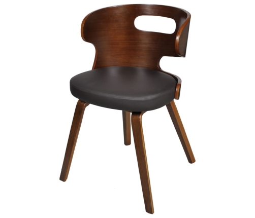 vidaXL virtuves krēsli, 4 gab., liekts koks un mākslīgā āda, brūns