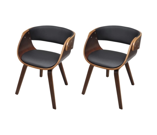 vidaXL virtuves krēsli, 2 gab., liekts koks un mākslīgā āda, brūns