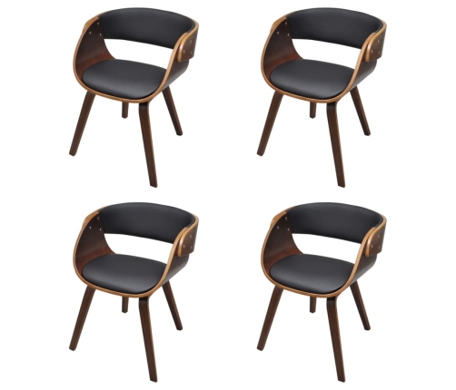 vidaXL virtuves krēsli, 4 gab., liekts koks un mākslīgā āda, brūns