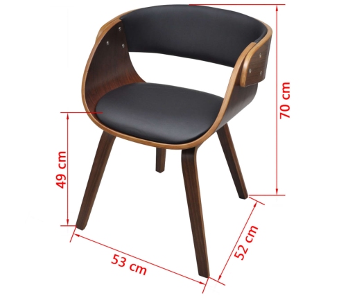 vidaXL virtuves krēsli, 4 gab., liekts koks un mākslīgā āda, brūns