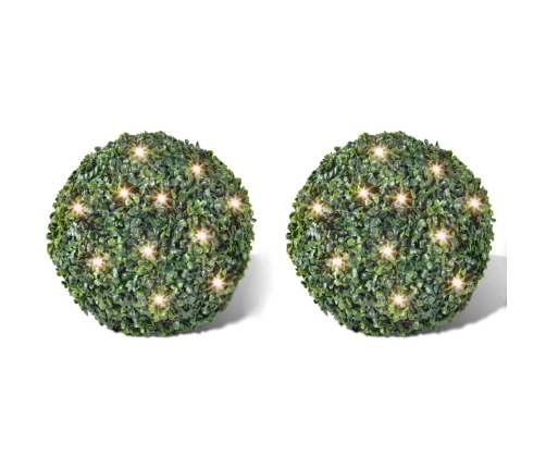 Mākslīgie Krūmi 2 gab. 35 cm Ø ar LED gaismiņām, Saules Baterijām