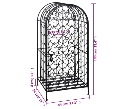 vidaXL vīna pudeļu plaukts, 35 pudelēm, metāls