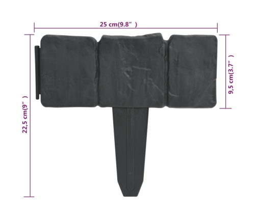 vidaXL zāliena apmales, 41 gab., akmeņu dizains, plastmasa, 10 m