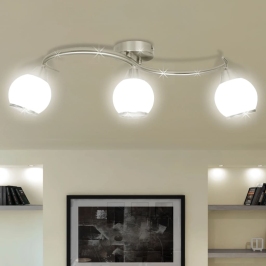 Griestu Lampa Ar 3 Stikla Kupoliem Viļņotu Statīvu E14 Griestu Lampa Ar 3 Stikla Kupoliem Viļņotu Statīvu E14