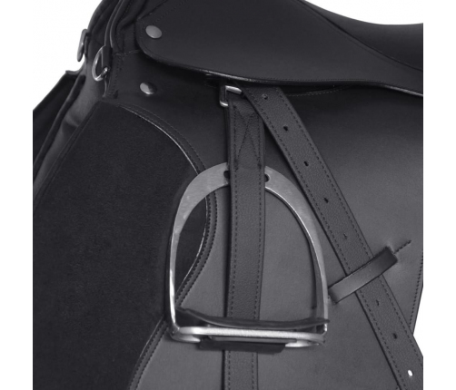 Zirgu Seglu / Sedlu Komplekts 40.64 cm Īstā Āda Melni 14cm 5 Piederumi
