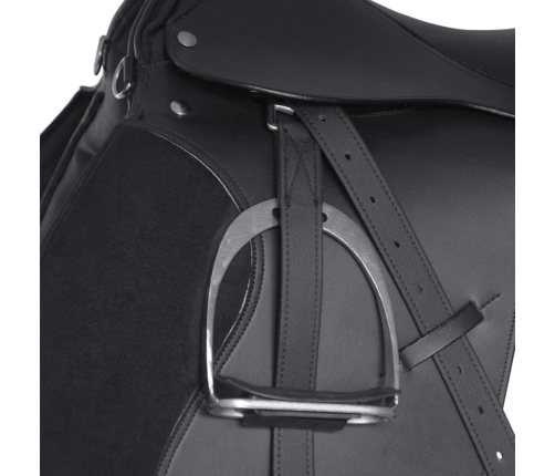 Zirgu Seglu / Sedlu Komplekts 44.45 cm Īstā Āda Melni 18cm 5 Piederumi