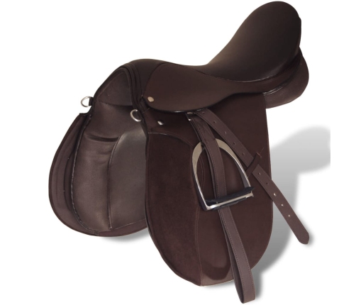 Zirgu seglu / sedlu komplekts 40.64 cm, āda brūni 14 cm 5 piederumi
