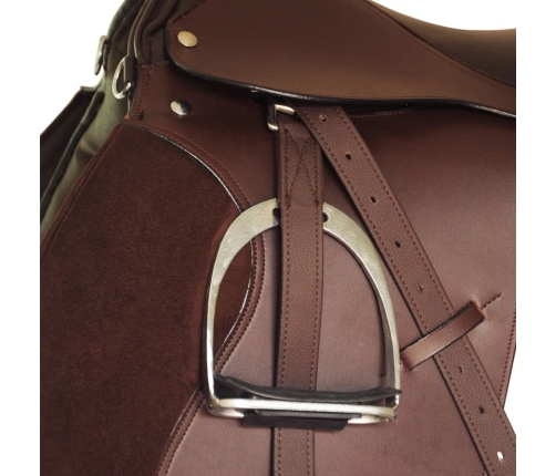 Zirgu seglu / sedlu komplekts 40.64 cm, āda brūni 14 cm 5 piederumi
