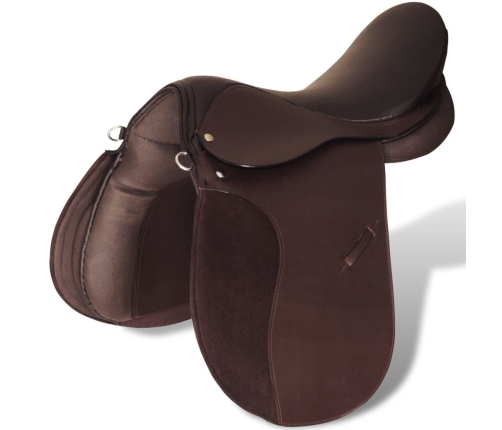 Zirgu seglu / sedlu komplekts 44.45 cm, āda brūni 18 cm 5 piederumi