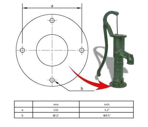 vidaXL dārza ūdens sūknis ar statīvu, čuguns