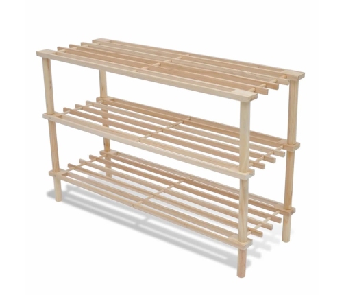 vidaXL trīsdaļīgi apavu plaukti, 2 gab., egles masīvkoks