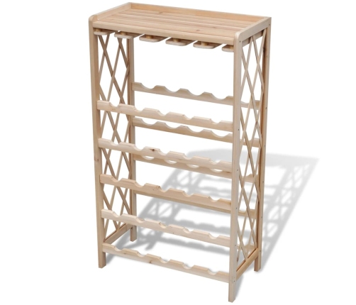 vidaXL vīna pudeļu plaukts, 25 pudelēm, egles masīvkoks