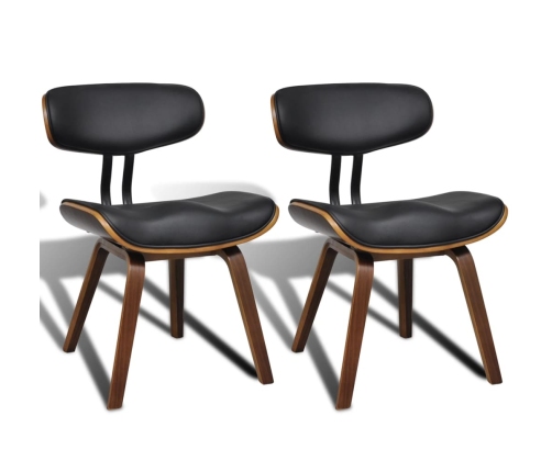 vidaXL virtuves krēsli, 2 gab., liekts koks un mākslīgā āda