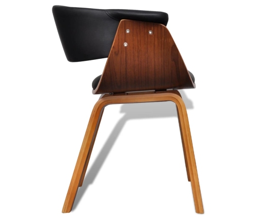 vidaXL virtuves krēsls, izliekts koks un mākslīgā āda