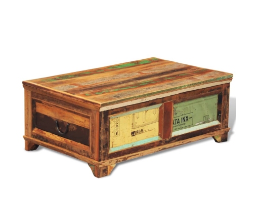 vidaXL kafijas galdiņš, uzglabāšanas lāde, antīks, pārstrādāts koks