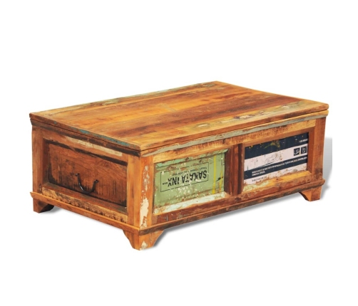 vidaXL kafijas galdiņš, uzglabāšanas lāde, antīks, pārstrādāts koks