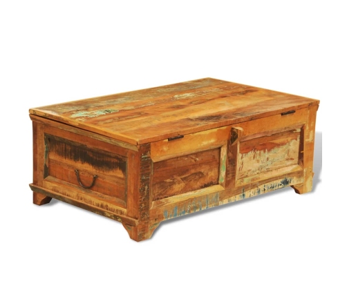 vidaXL kafijas galdiņš, uzglabāšanas lāde, antīks, pārstrādāts koks