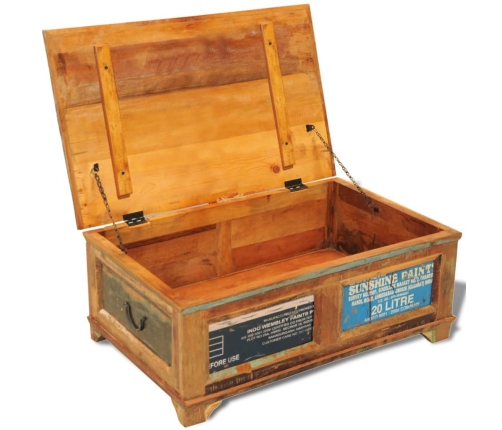 vidaXL kafijas galdiņš, uzglabāšanas lāde, antīks, pārstrādāts koks