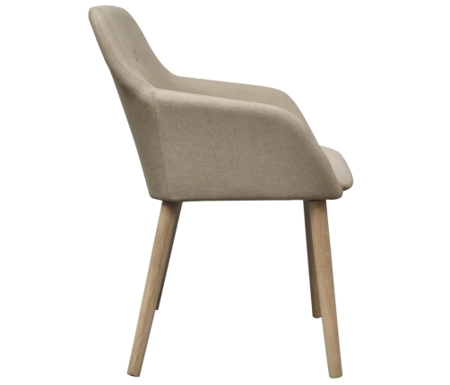 vidaXL virtuves krēsli, 2 gab., bēšs audums, masīvs ozolkoks